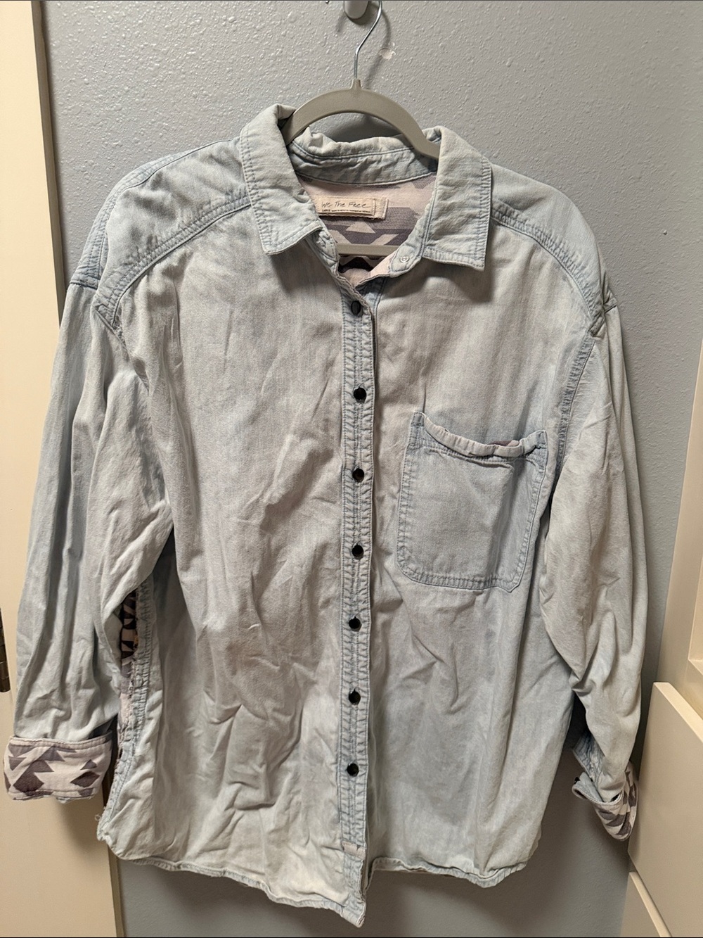 We The Free Light Blue Washed Button-Down Shirt
